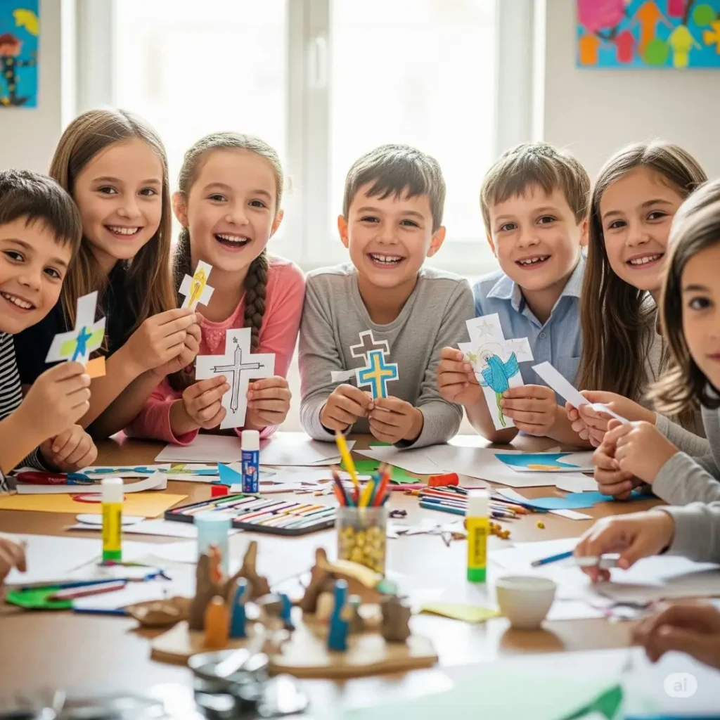 Ilustração da Santíssima Trindade para explicar para crianças.