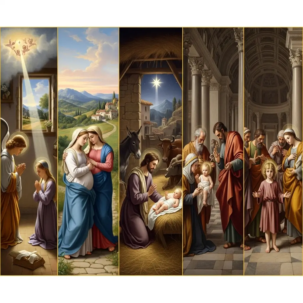 Representação dos 5 mistérios gozosos